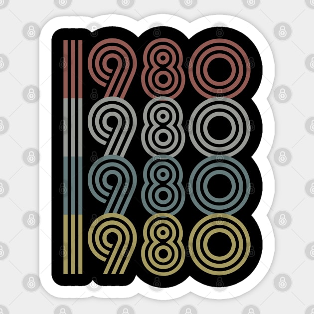 1980 Birth Year Retro Style Sticker by Elsie Bee Designs